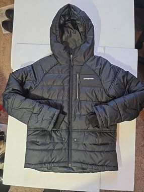 Patagonia Boys Pine Grove Hooded Black Quilted Puffer Jacket